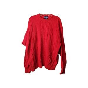 Par Four Mens Cable sweater Crew Neck Red X-Large Pullover Knit